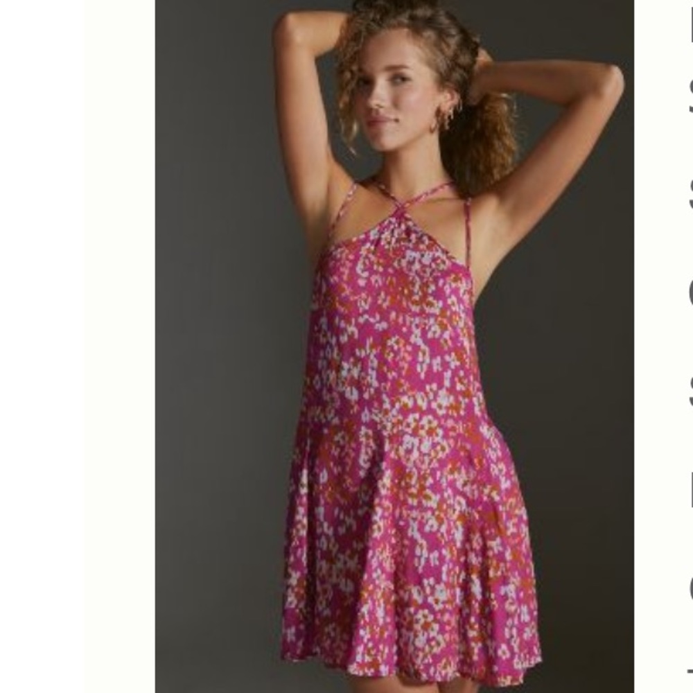 ANTHROPOLOGIE PINK
SHEER MINI DRESS SIZE XXS NWT